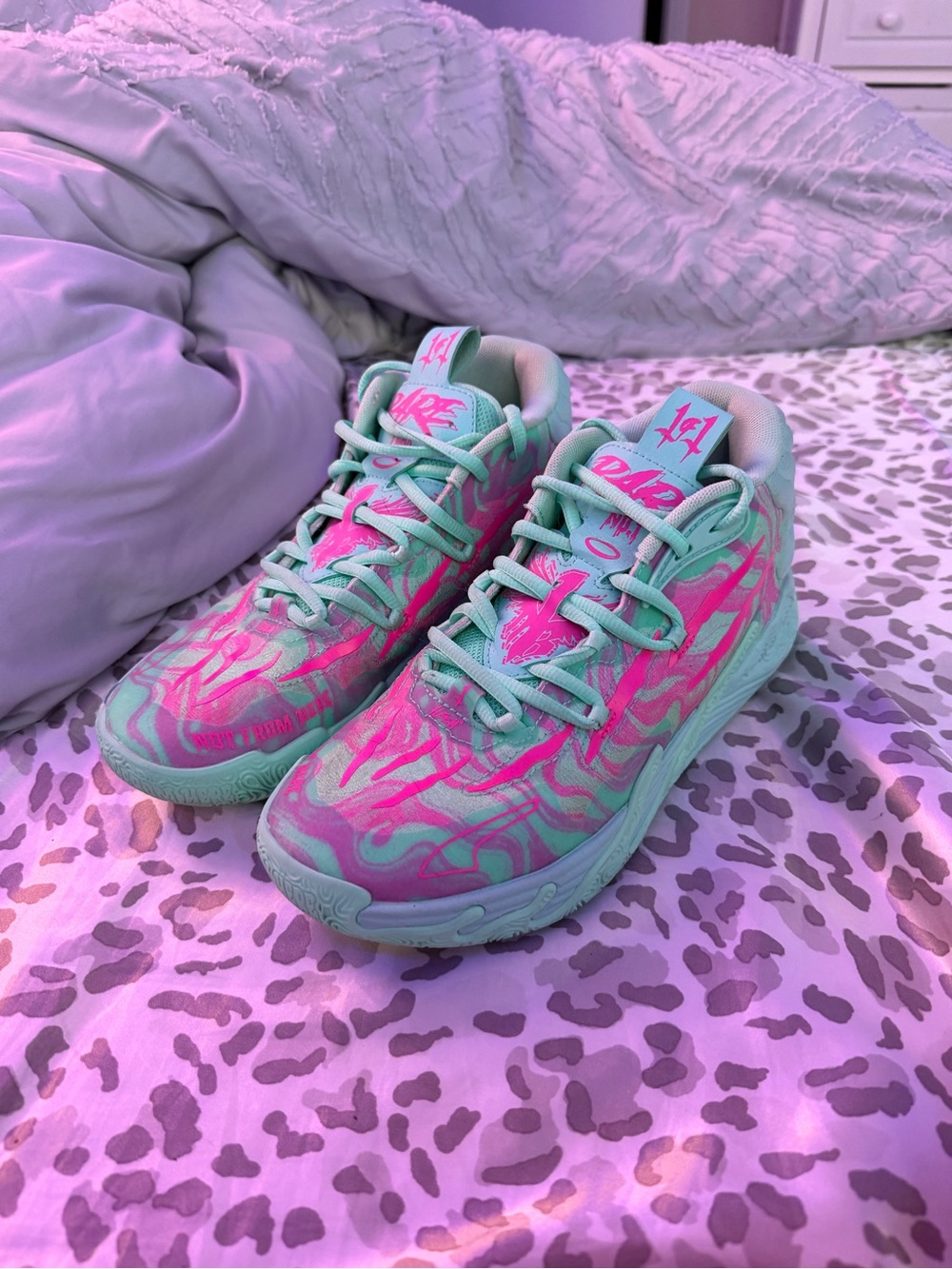 Puma Mint Green and Hot Pink Athletic Shoes